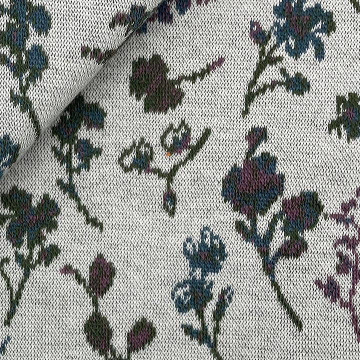 Jacquard-Sweat "Ben" Floral Blumen Sträucher // off-white