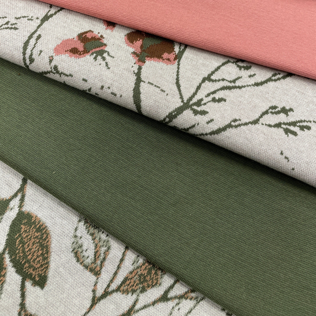 Jacquard-Sweat "Ben" Floral Pflanzen Sträucher // off-white