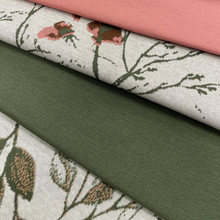 Jacquard-Sweat "Ben" Floral Pflanzen Sträucher // off-white