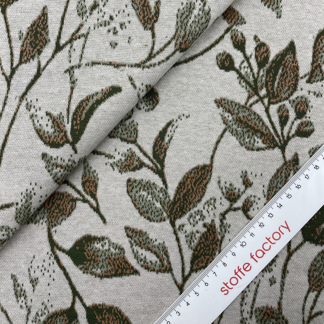 Jacquard-Sweat "Ben" Floral Pflanzen Sträucher // off-white