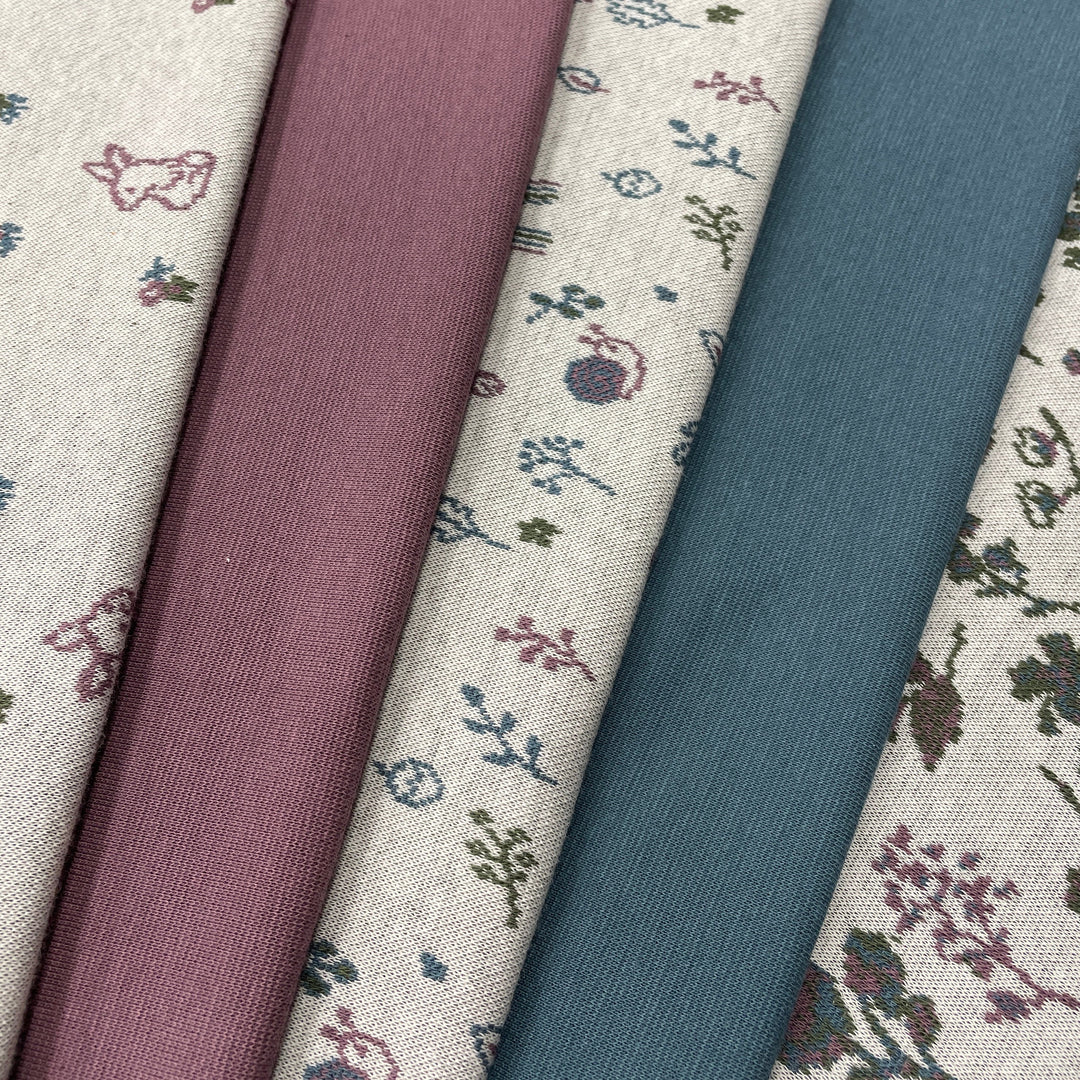 Jacquard-Sweat "Ben" Wald Sträucher Pilze Schnecken // off-white