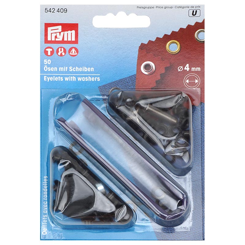 Prym Ösen mit Scheiben // 4 mm - brüniert - 50 St. (inkl. Werkzeug)