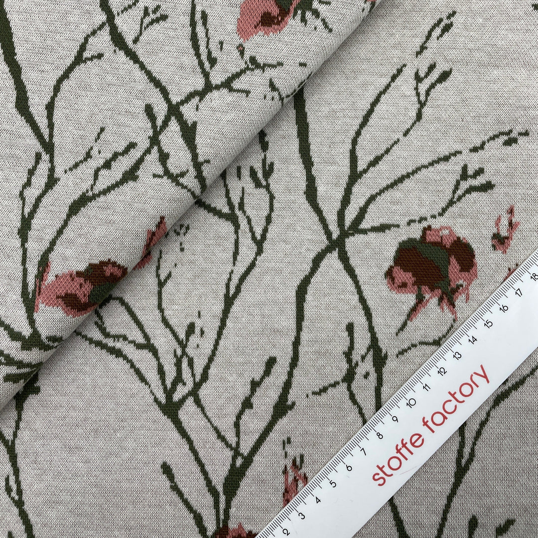 Jacquard-Sweat "Ben" Floral Sträucher Blumen // off-white