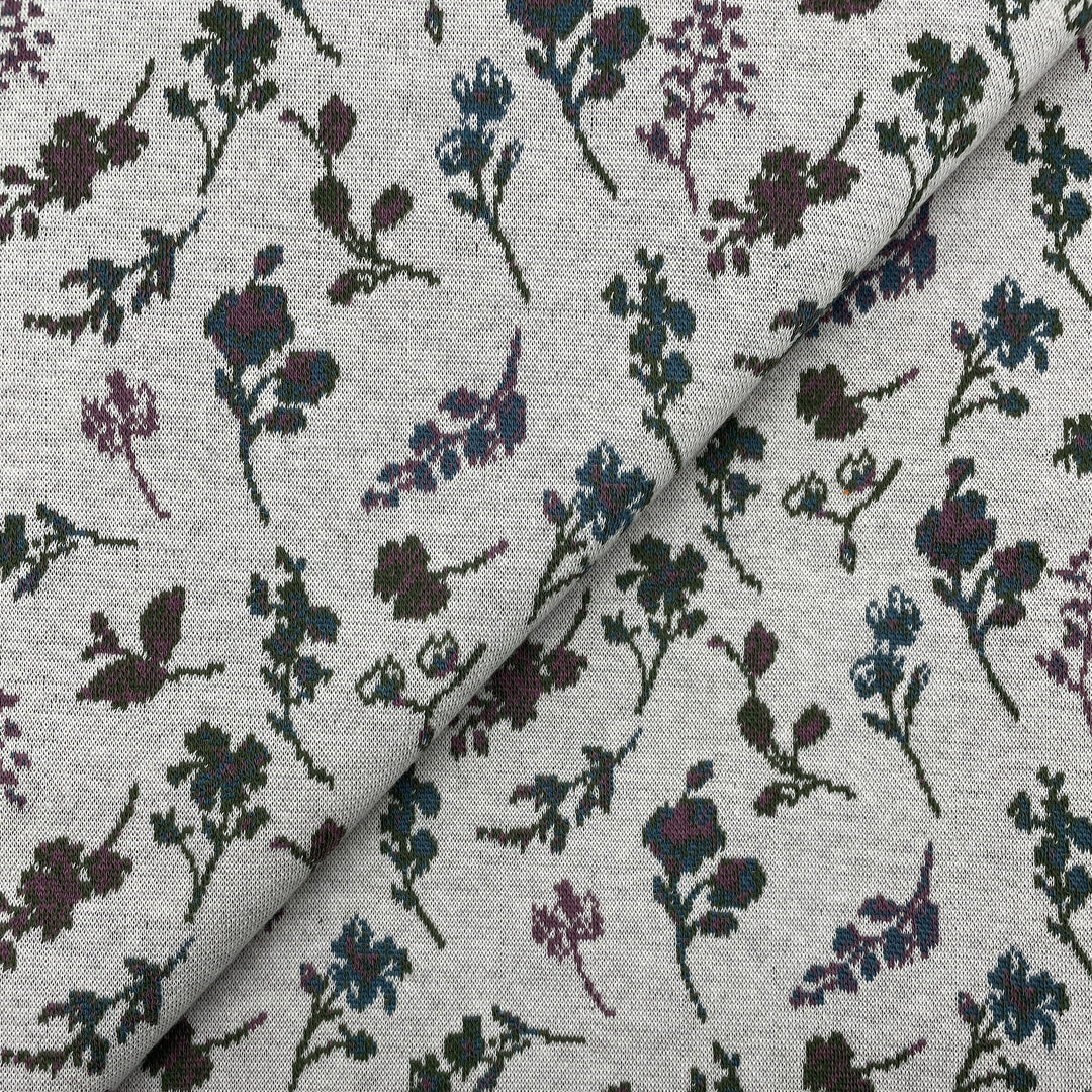 Jacquard-Sweat "Ben" Floral Blumen Sträucher // off-white