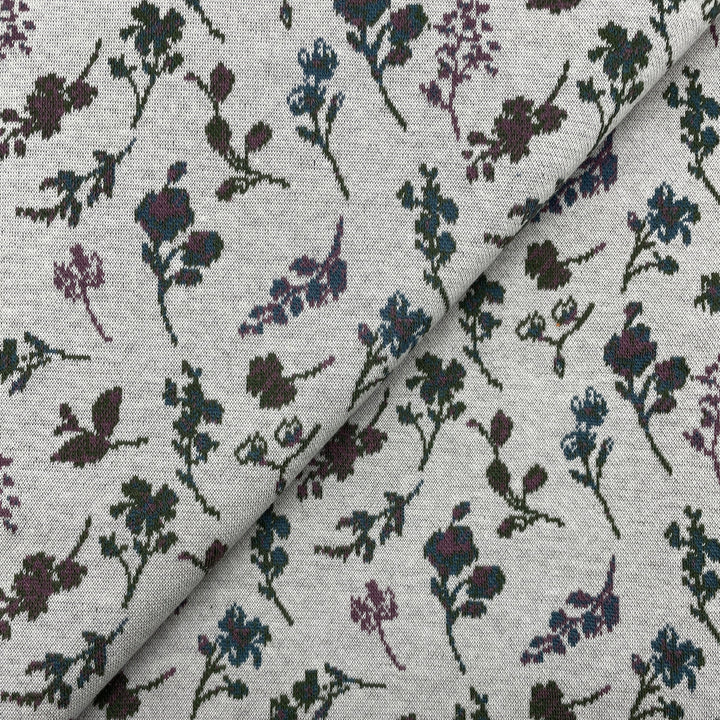 Jacquard-Sweat "Ben" Floral Blumen Sträucher // off-white