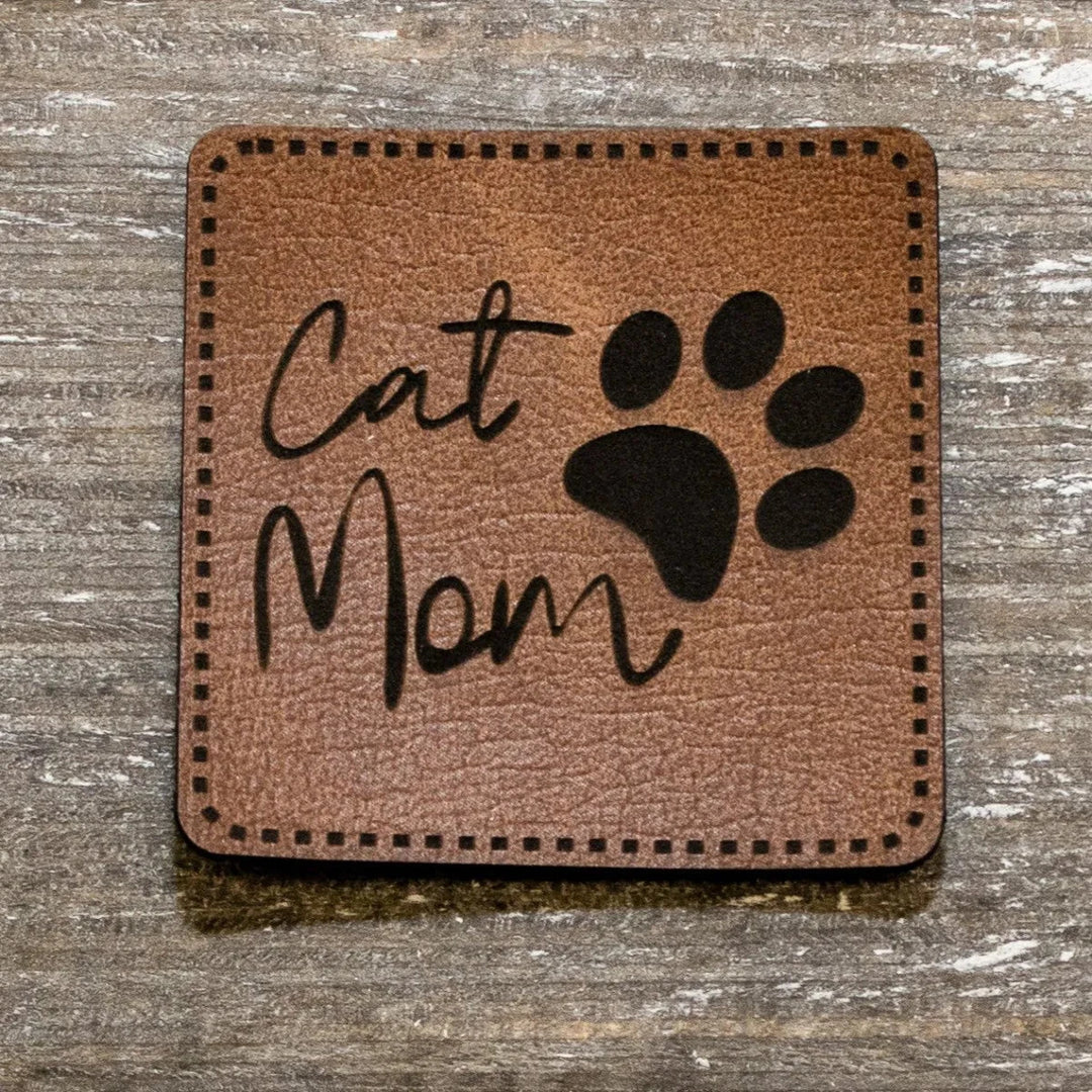 Kunstleder-Label KDS 40x40 mm // Cat Mom