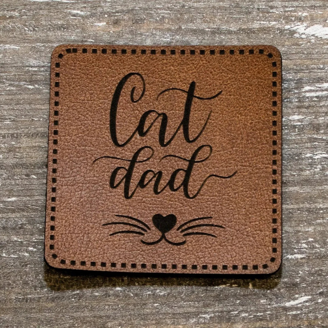 Kunstleder-Label KDS 40x40 mm // Cat Dad
