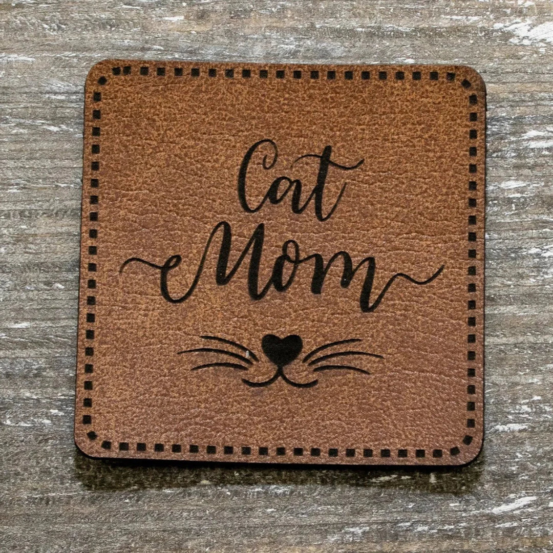 Kunstleder-Label KDS 40x40 mm // Cat Mom