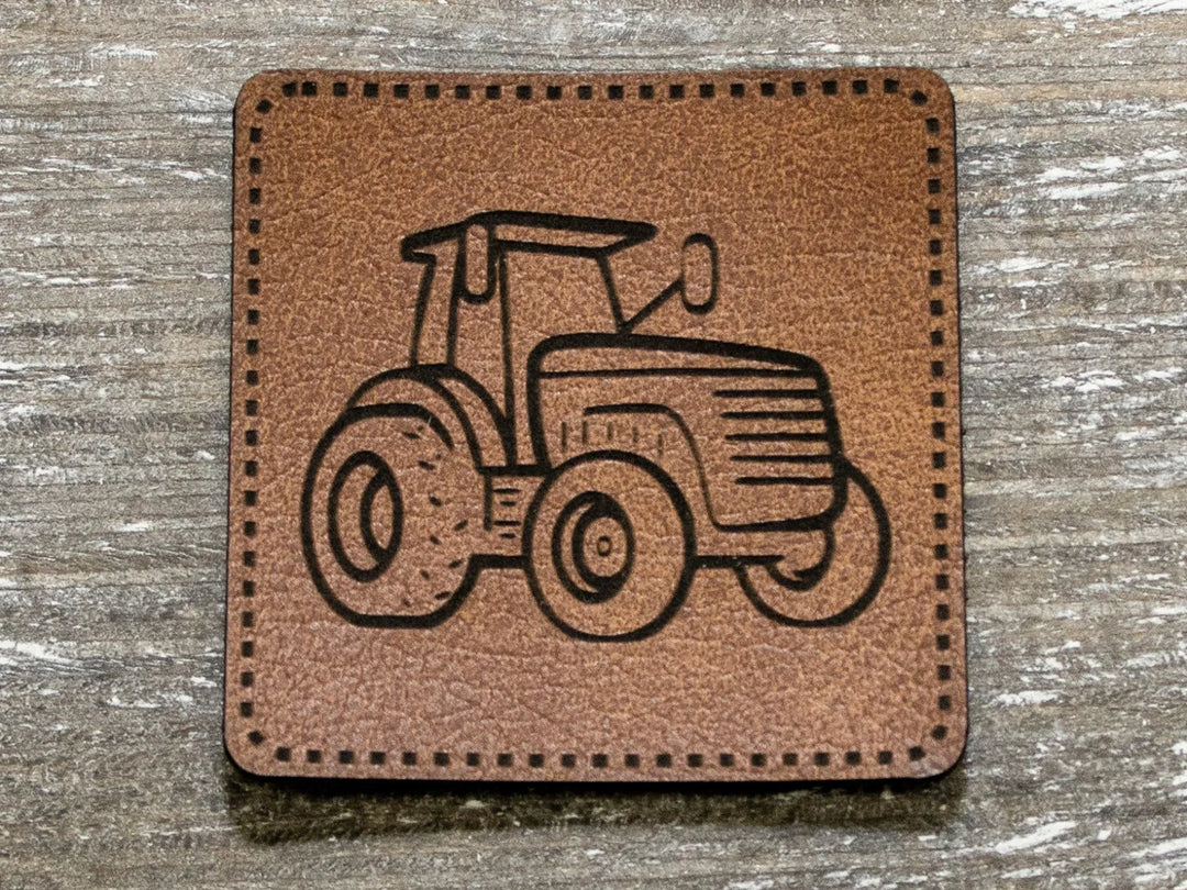 Kunstleder-Label KDS 40x40 mm // Traktor