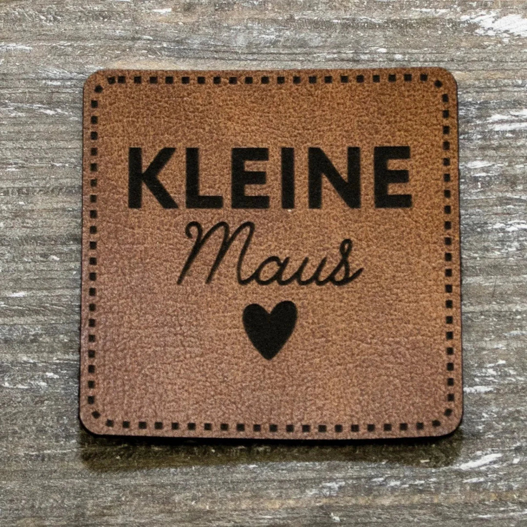 Kunstleder-Label KDS 40x40 mm // KLEINE Maus