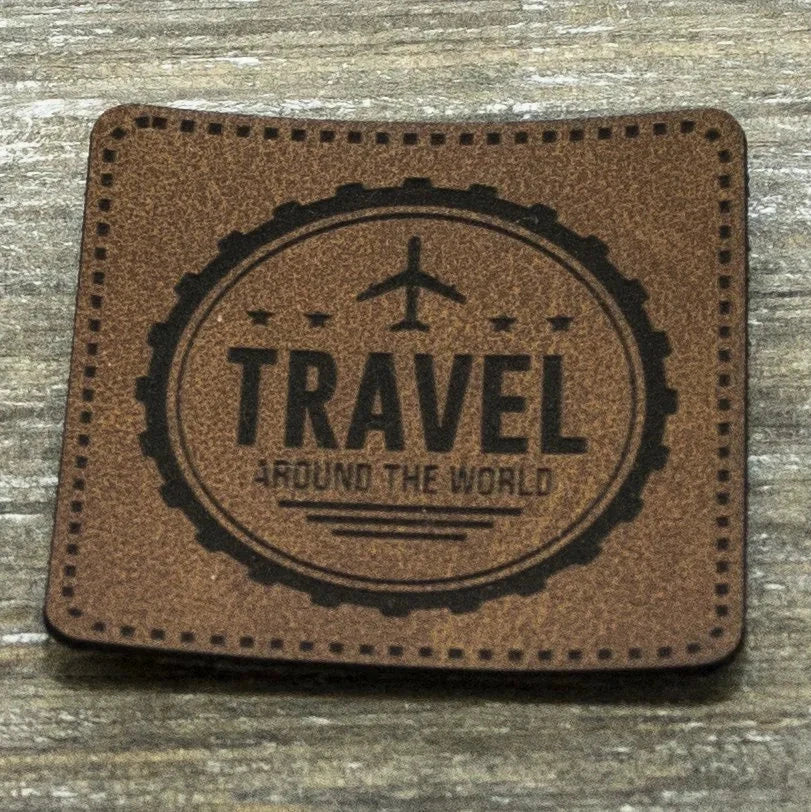 Kunstleder-Label KDS 40x40 mm // Travel around the world
