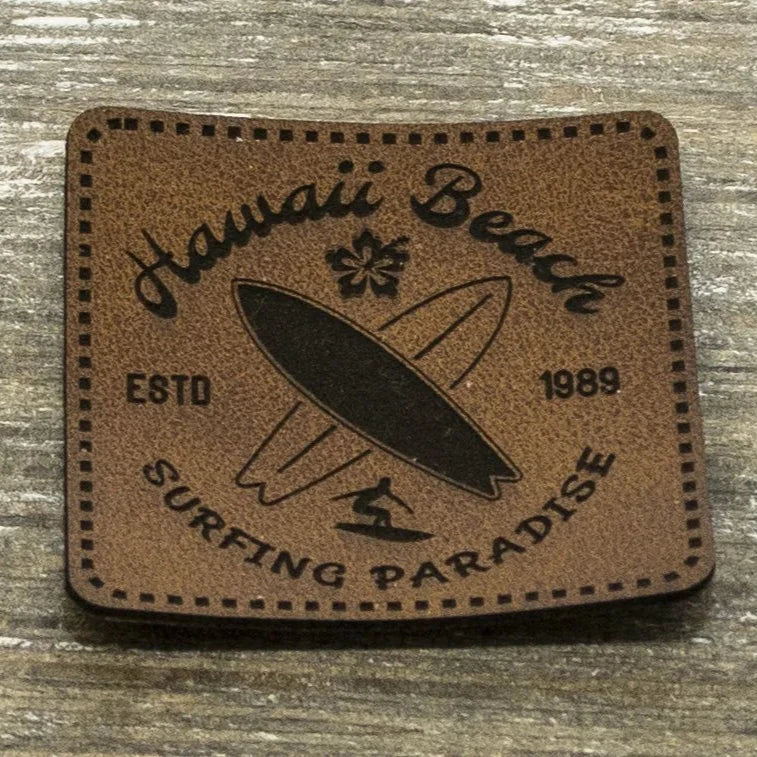 Kunstleder-Label KDS 40x40 mm // Hawaii Beach