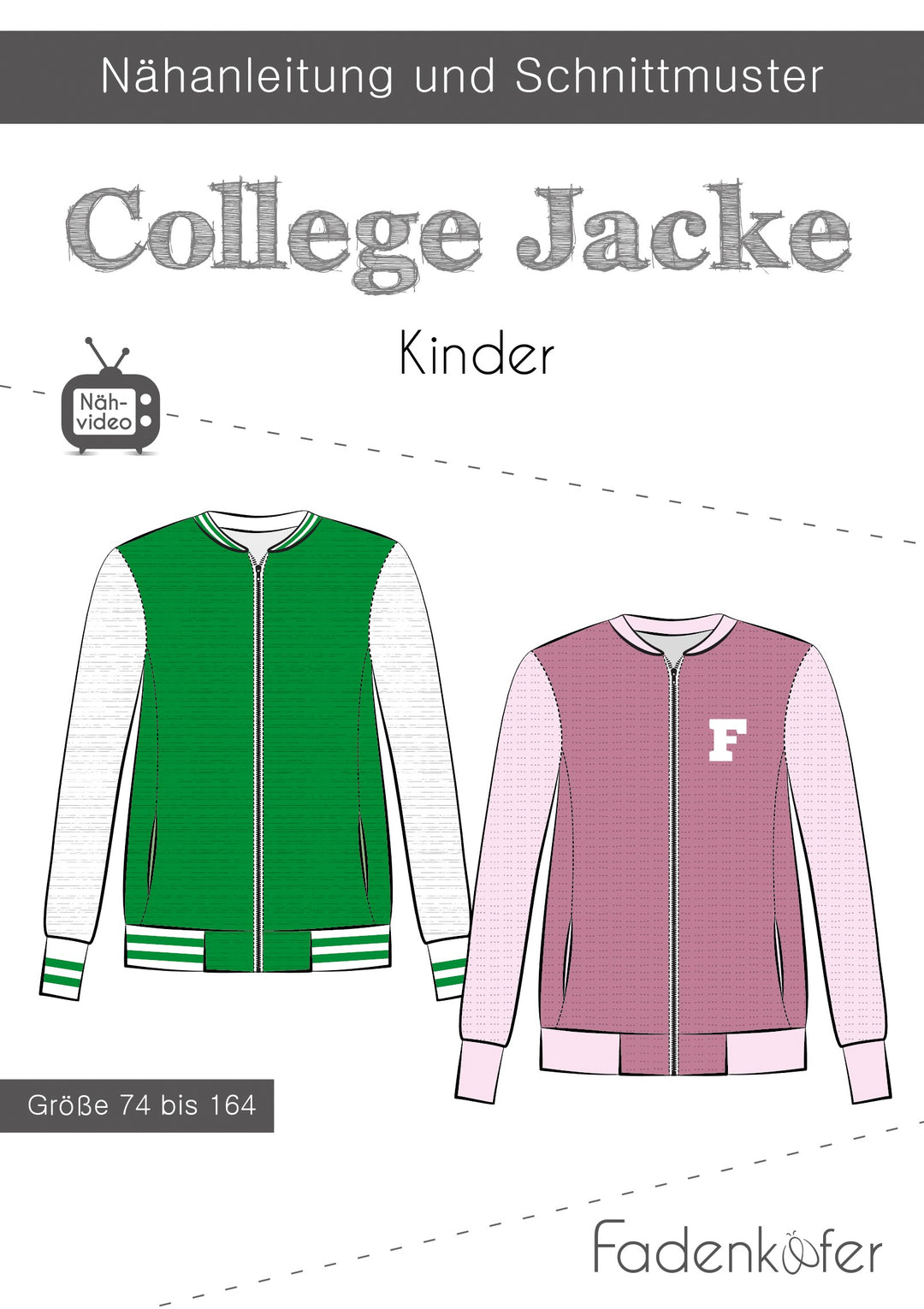 Papierschnittmuster College Jacke Kinder
