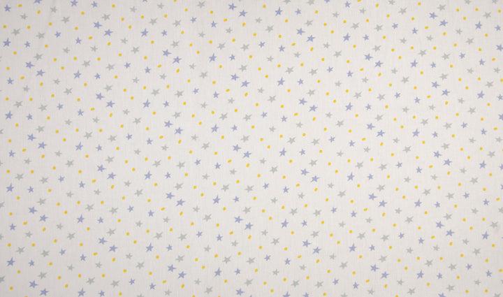 Baumwolle Poplin Sterne Punkte // lila grau gelb auf hellblau