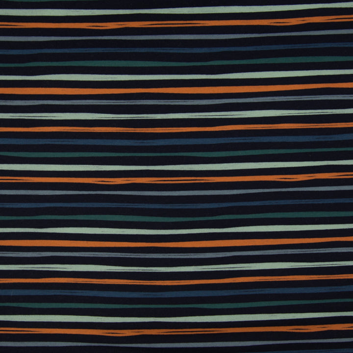 Sweat French Terry Brush Streifen // grün pastellgrün orange grau blau auf dunkelblau