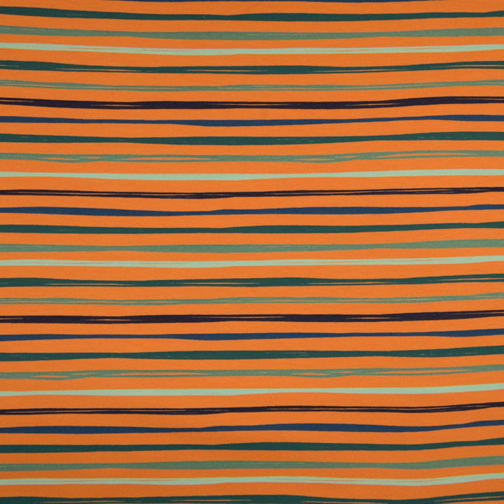 Sweat French Terry Brush Streifen // schwarz dunkelblau grün mint pastellgrün auf orange
