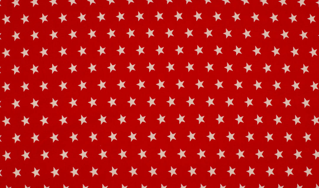Baumwolle Sterne // weiß auf rot