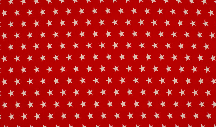 Baumwolle Sterne // weiß auf rot