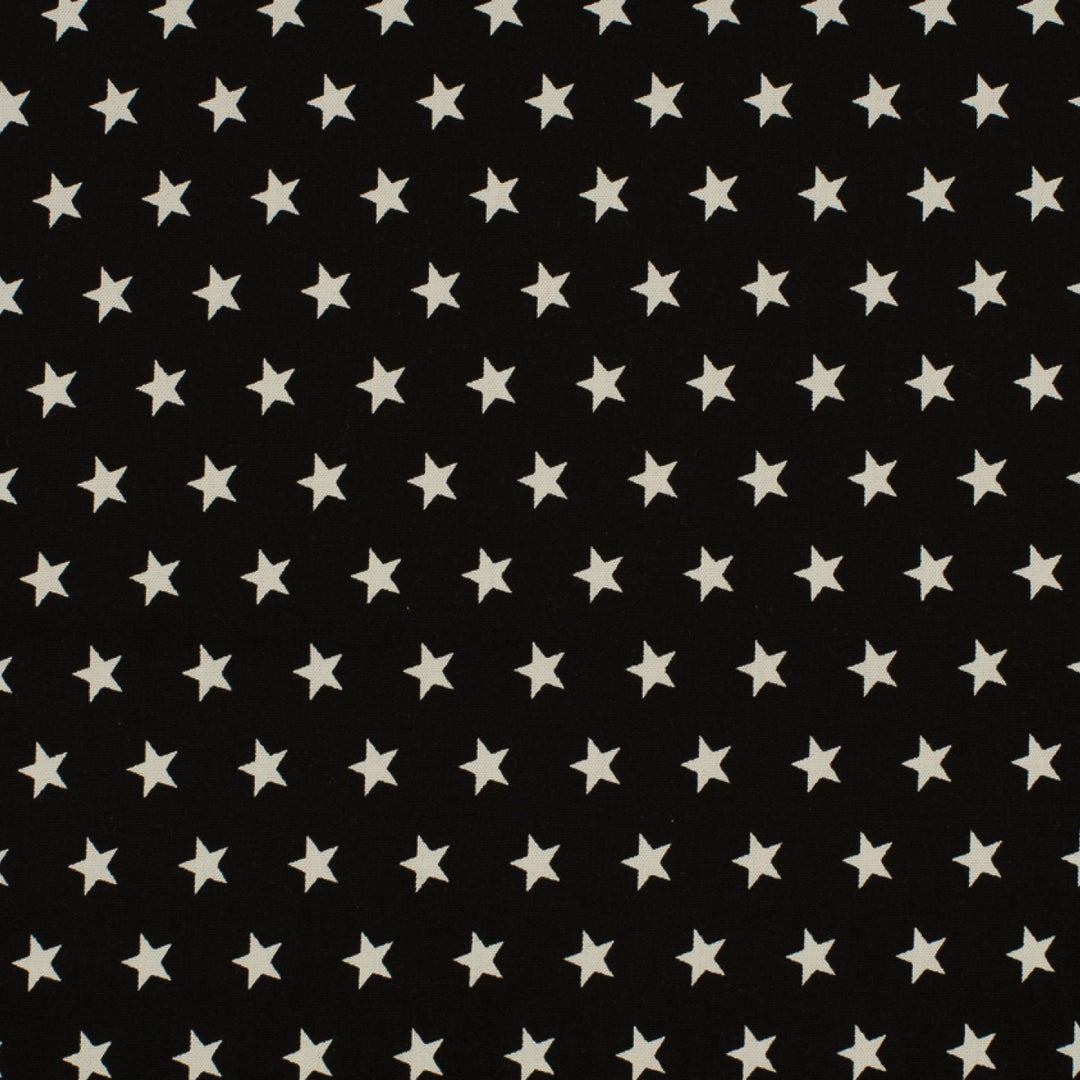 Baumwolle Sterne // weiß auf schwarz