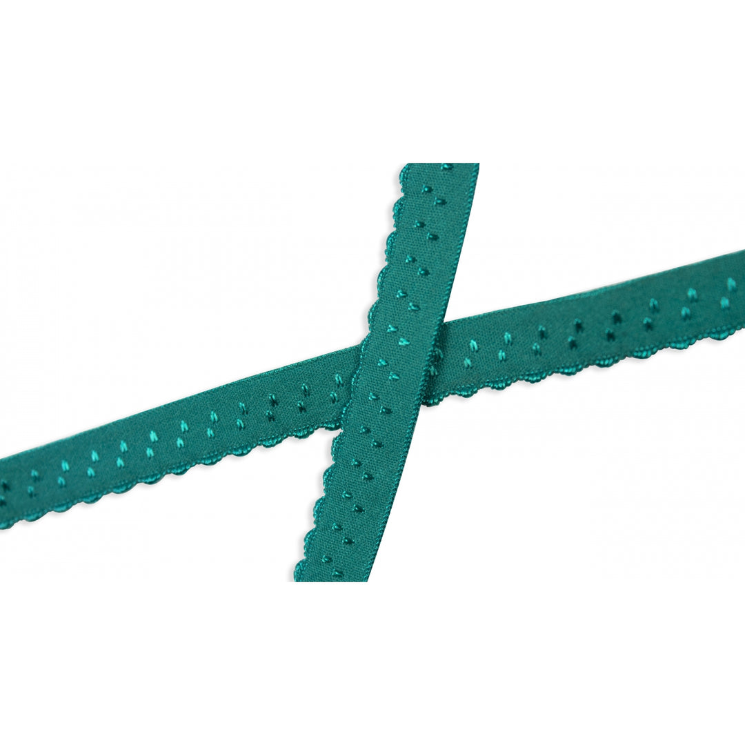 Schrägband Elastisch Bogenkante Uni 12 mm // smaragdgrün