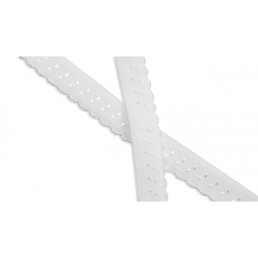 Schrägband Elastisch Bogenkante Uni 12 mm // weiß