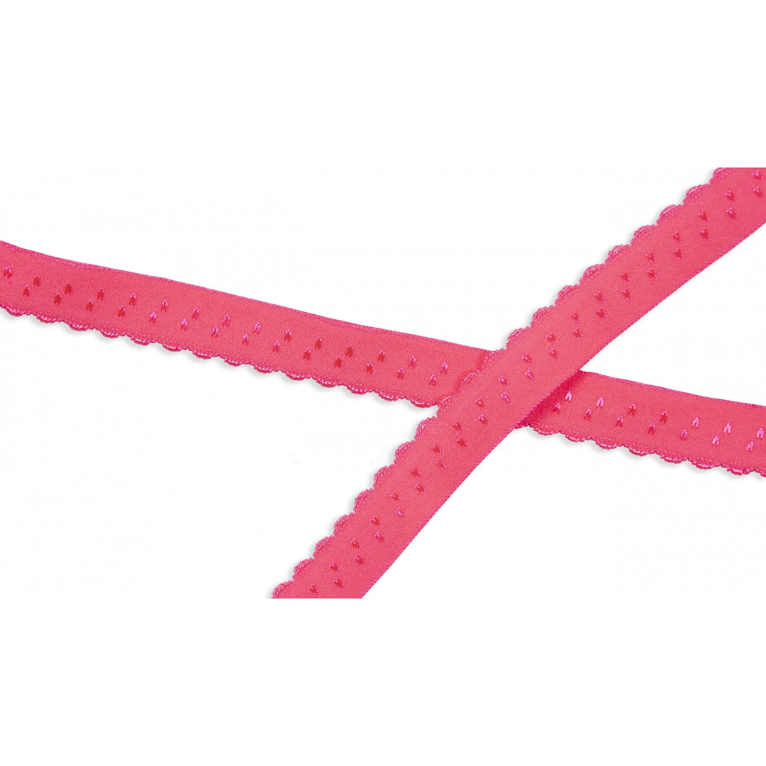 Schrägband Elastisch Bogenkante Uni 12 mm // neonpink