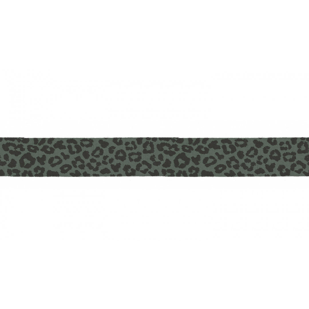 Jerseykordel Elastisch Leopardenmuster 3 M - 20 mm // schwarz auf khaki