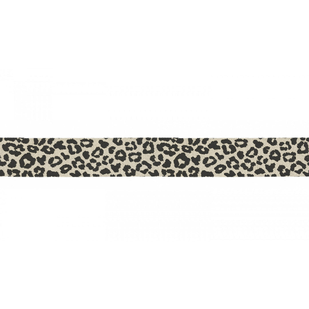 Jerseykordel Elastisch Leopardenmuster 3 M - 20 mm // schwarz auf beige