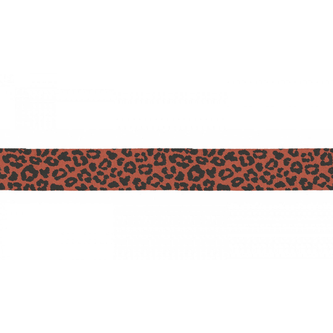 Jerseykordel Elastisch Leopardenmuster 3 M - 20 mm // schwarz auf rost