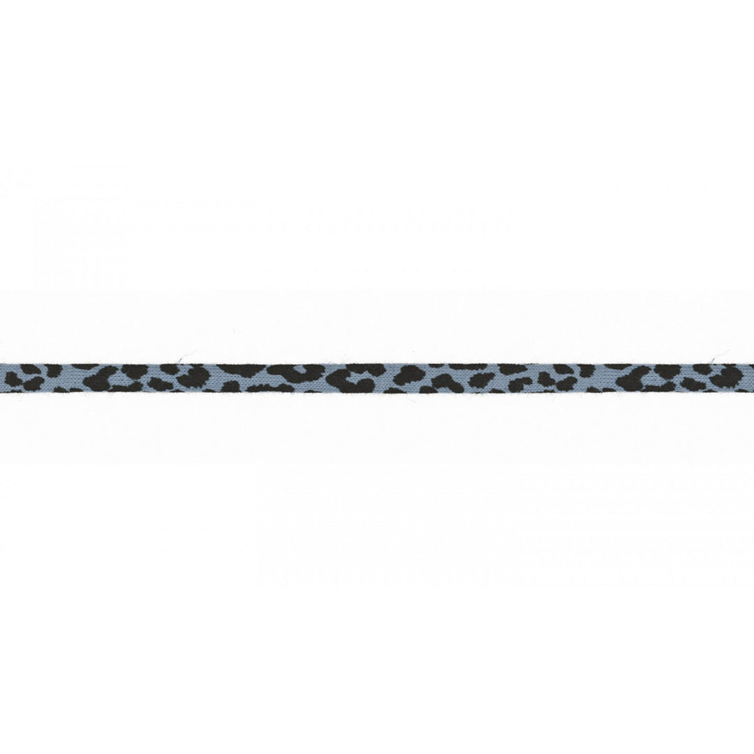 Jerseykordel Elastisch Leopardenmuster 6 mm // schwarz auf pastellblau