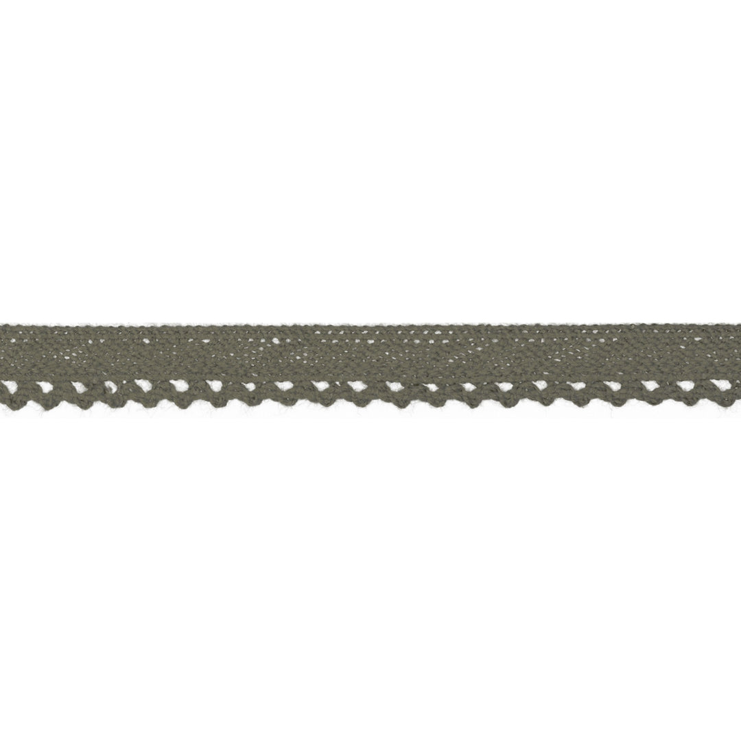 Baumwollspitze Häkelborte Uni 10 mm // khaki