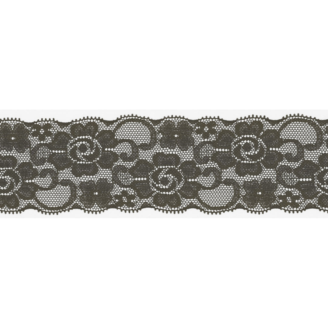 Spitzenband Elastisch Uni 50 mm // khaki