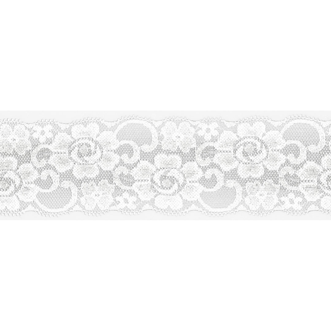 Spitzenband Elastisch Uni 50 mm // weiß