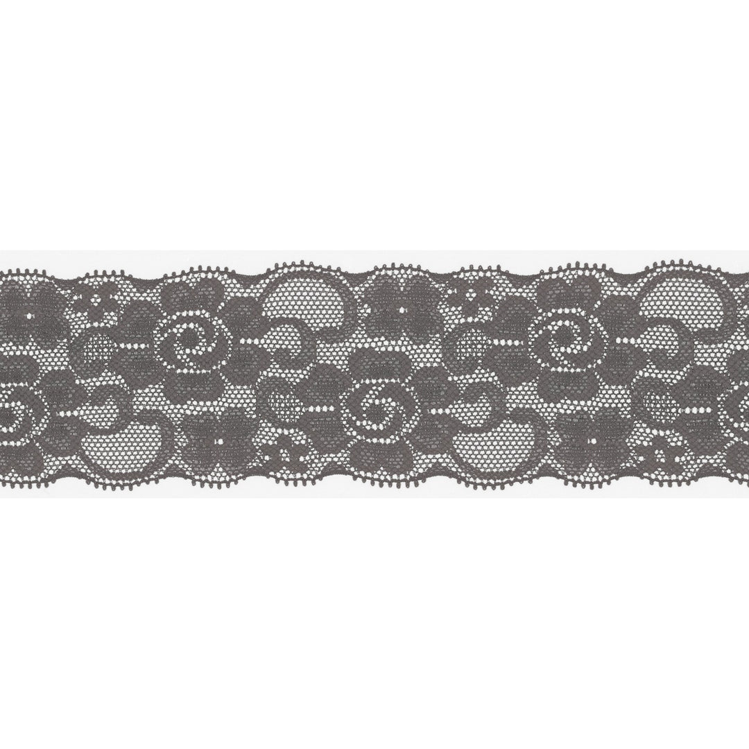 Spitzenband Elastisch Uni 50 mm // grau