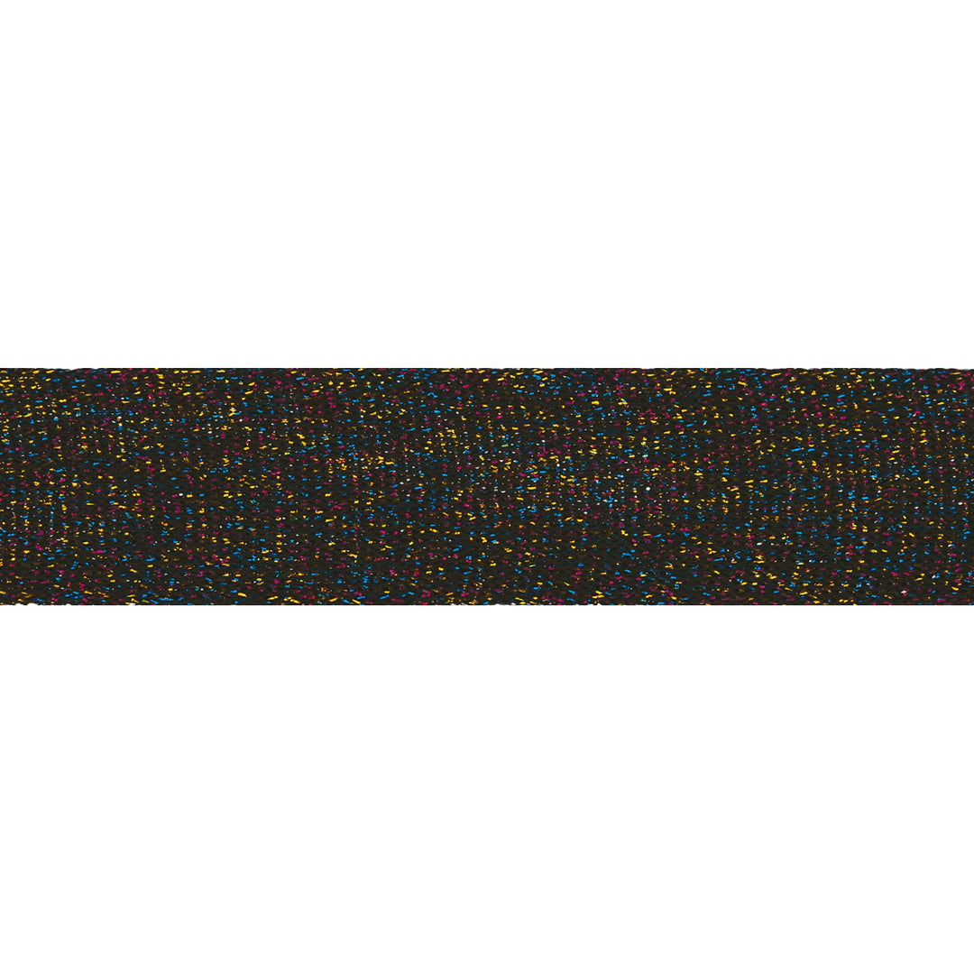 Glitzerband 30 mm // schwarz multicolor - metallisiert