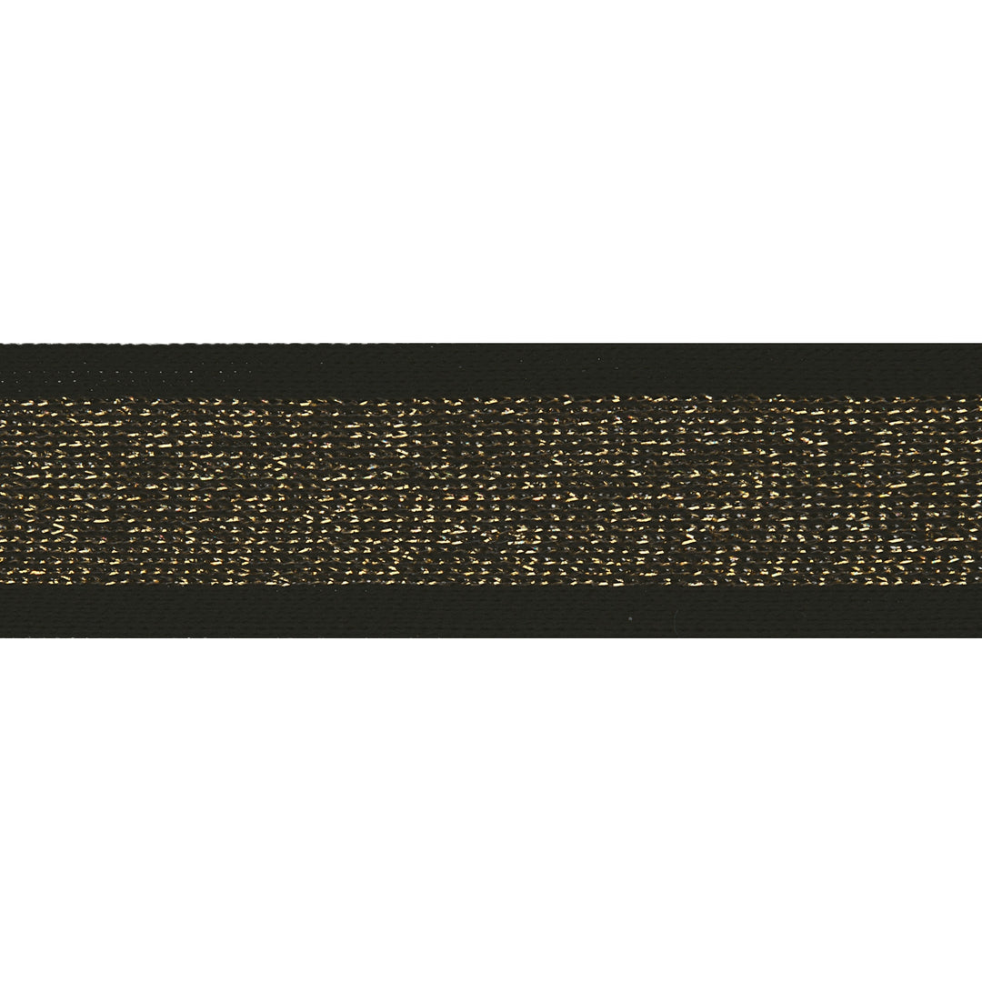Glitzerband Streifen 30 mm // schwarz gold - metallisiert
