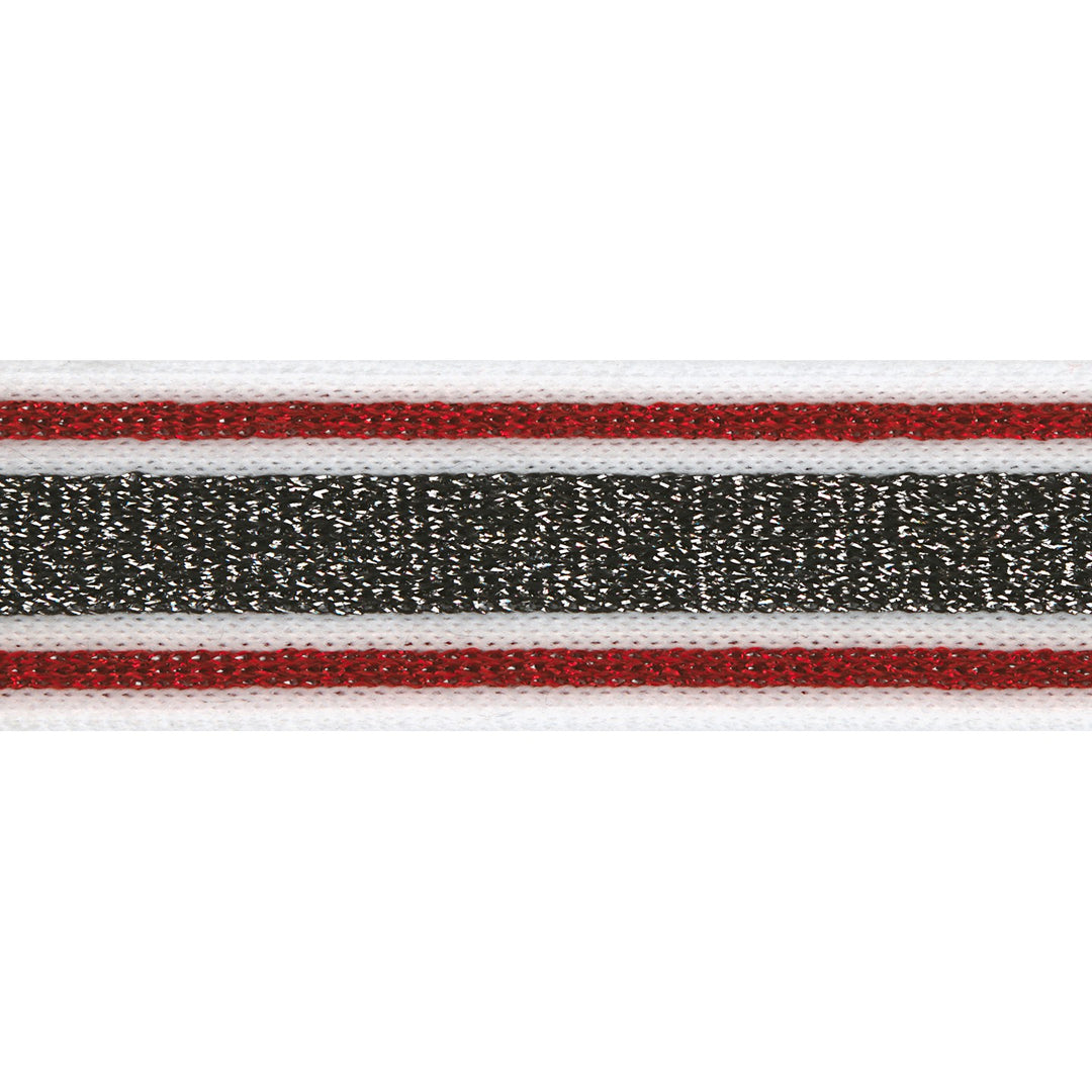 Glitzerband 30 mm // weiß rot schwarz silber - metallisiert