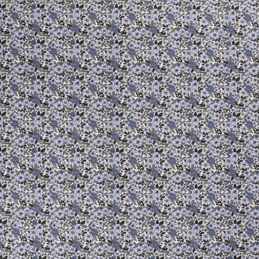 Baumwolle Poplin Blumen // babyblau