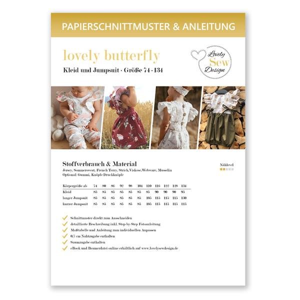 Papierschnittmuster lovely butterfly by LovelySewDesign // Kleid und Jumpsuit für Mädchen