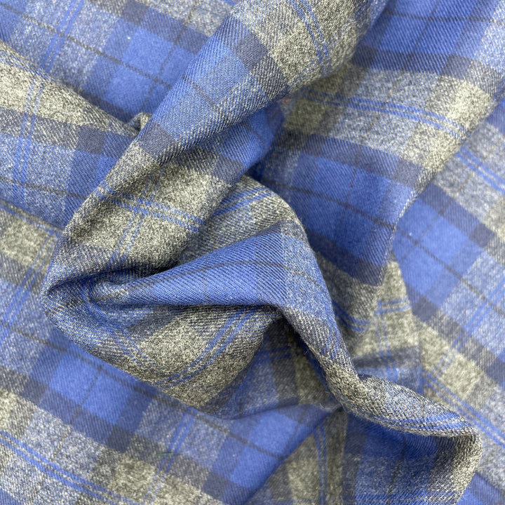 Flanell "Chequers" Karomuster // blau & grau