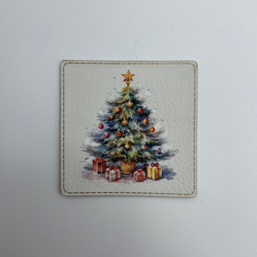 Kunstleder-Label 50x50 mm // Weihnachtsbaum