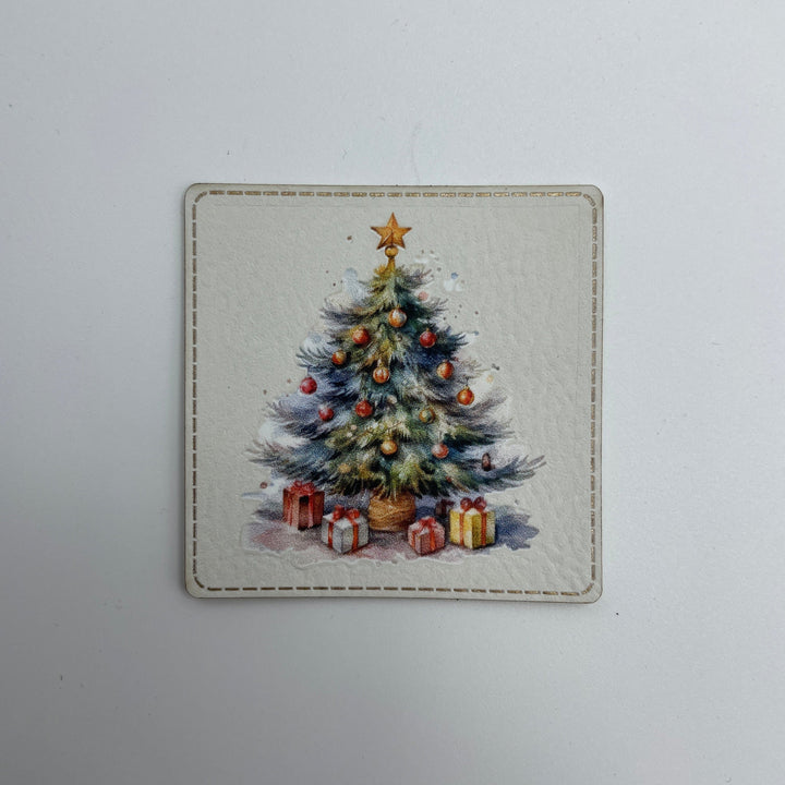 Kunstleder-Label 50x50 mm // Weihnachtsbaum