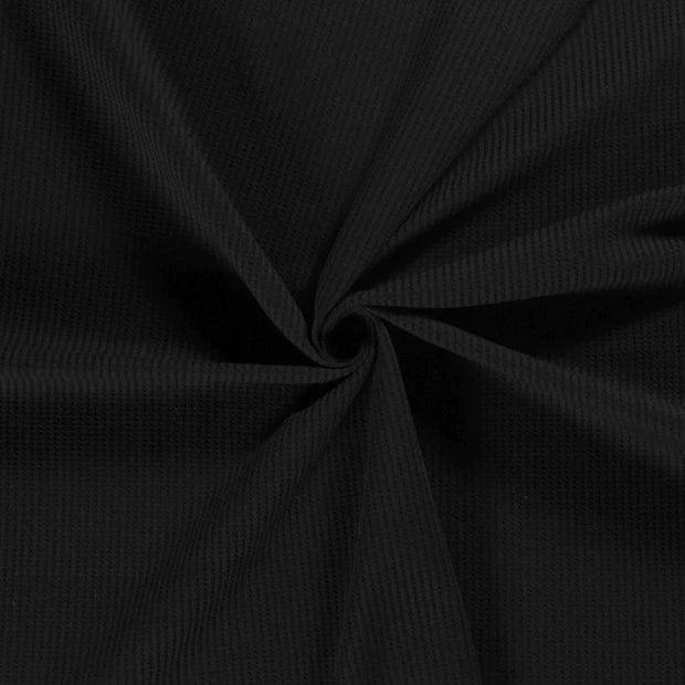 Waffel Jersey gestrickt in Unifarben // schwarz