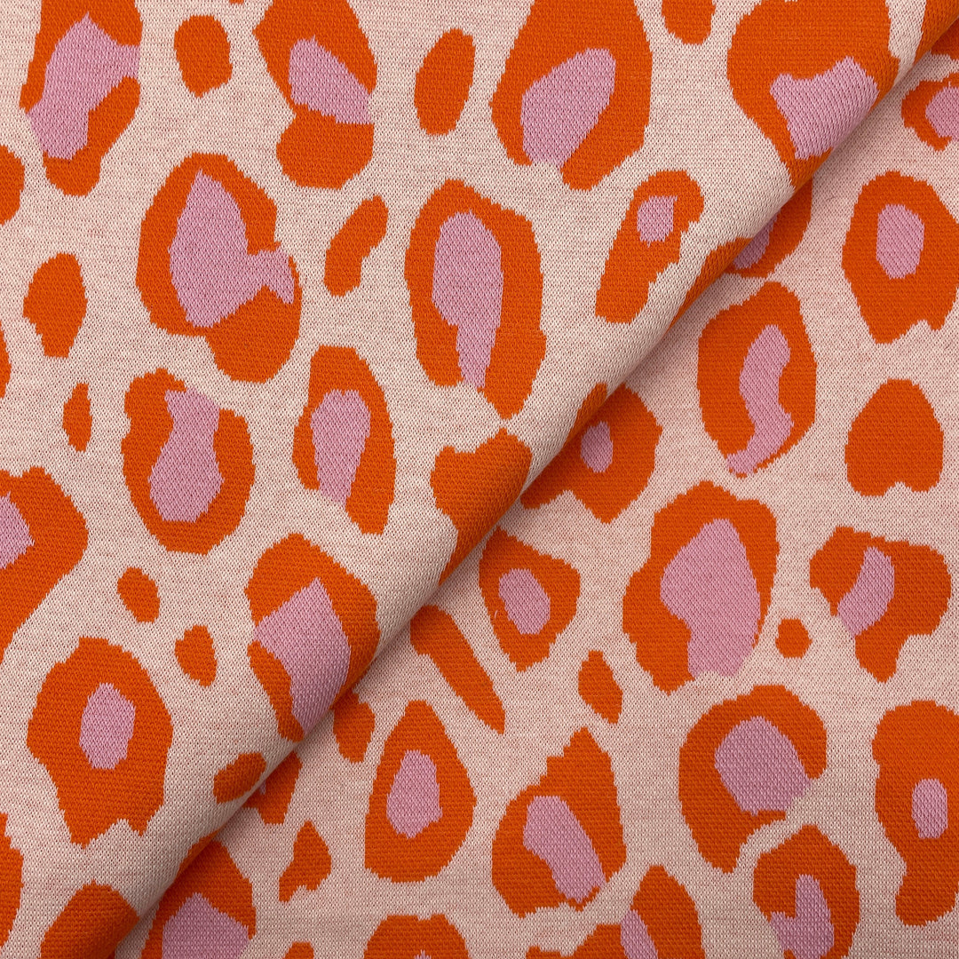 Jacquard Sweat Leopardenmuster // orange off-white