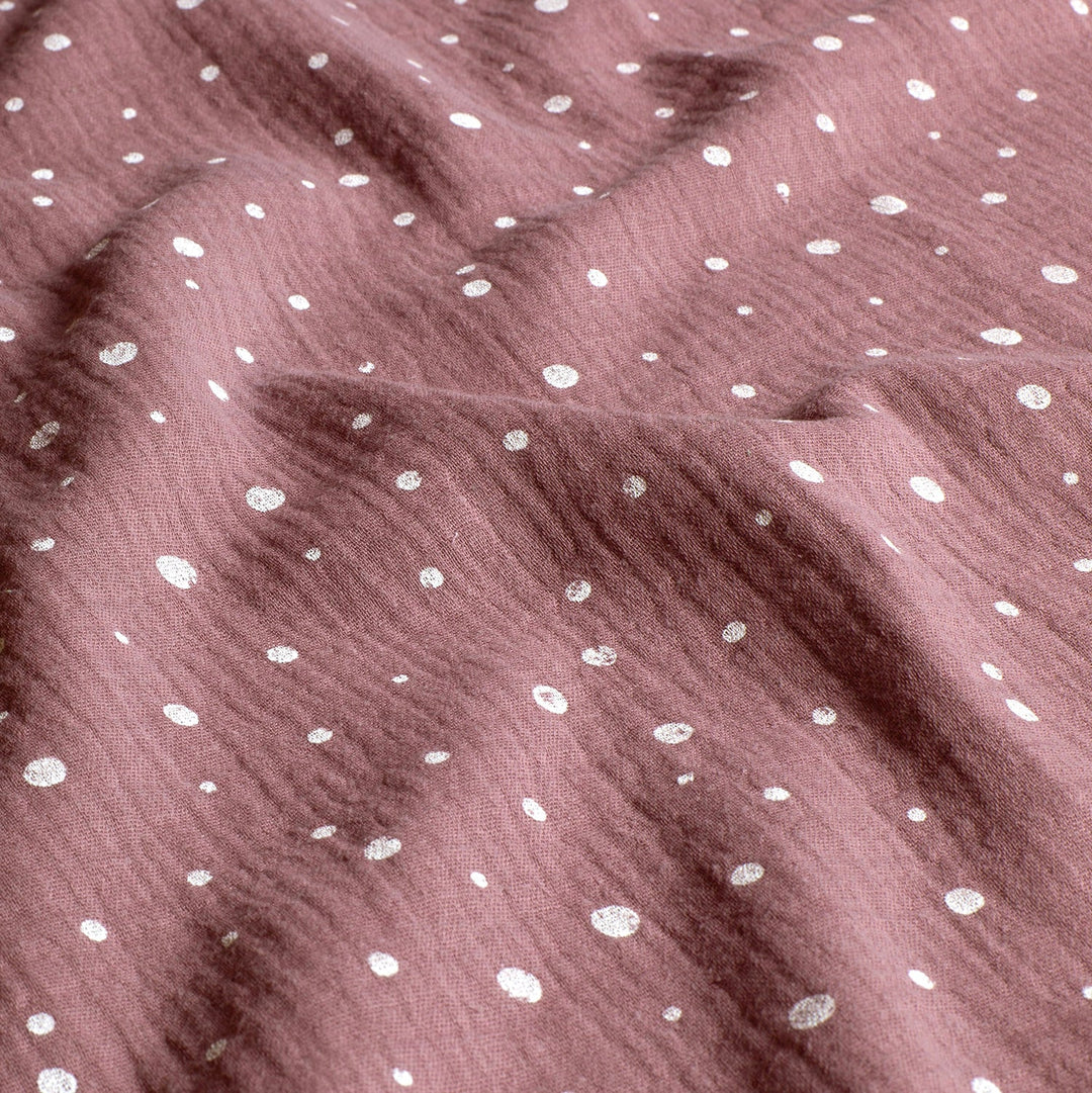 Musselin gefärbt & bedruckt mit Punkten