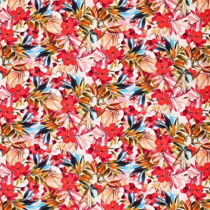 Viskose-Leinen Digitaldruck Tropical Florals // rot