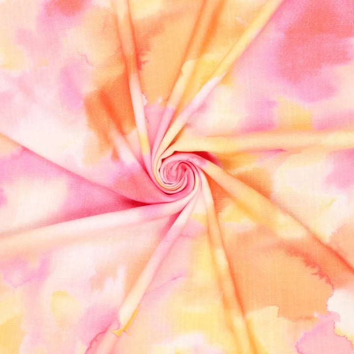 Viskose-Leinen Digitaldruck Wasserfarbenmotiv // pink