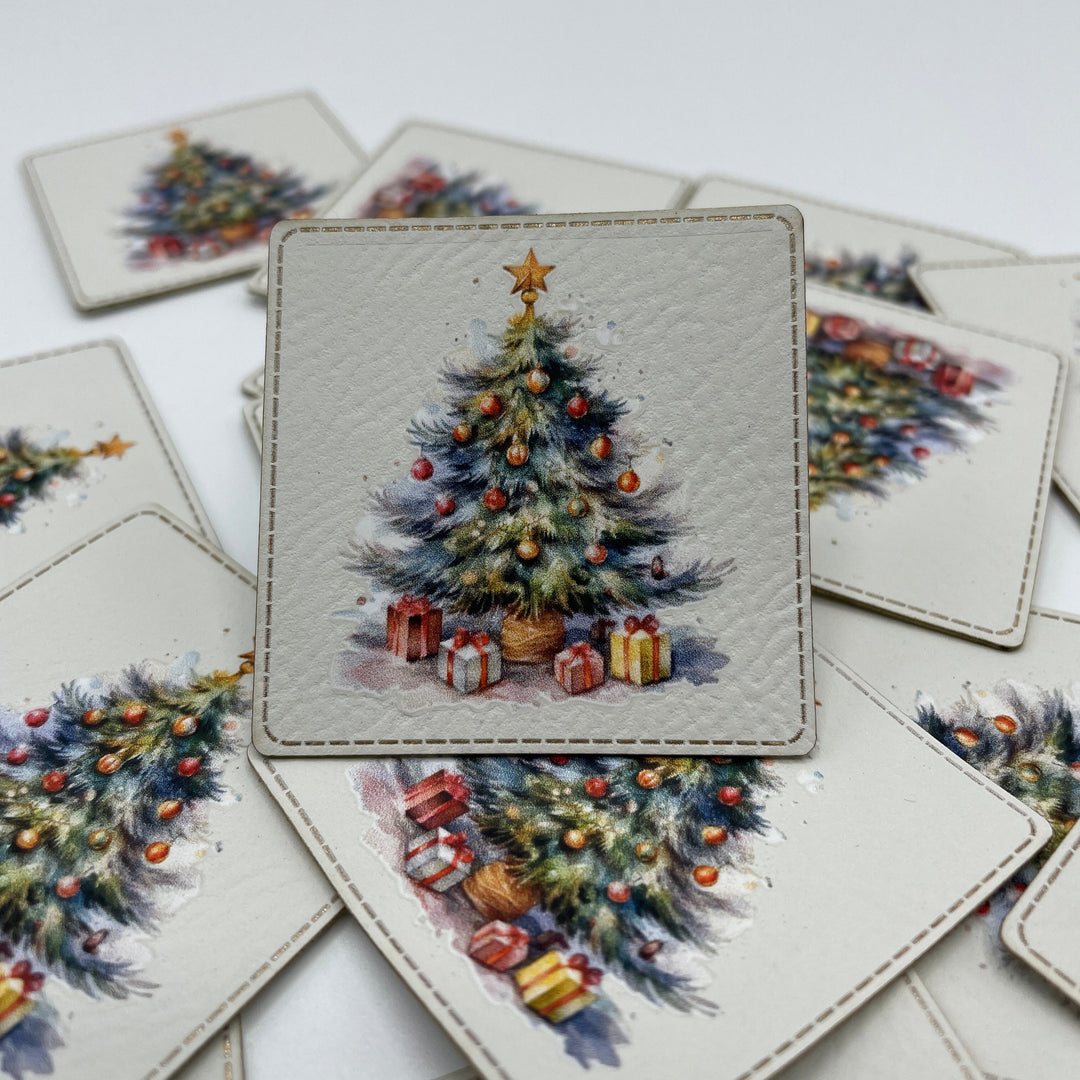 Kunstleder-Label 50x50 mm // Weihnachtsbaum