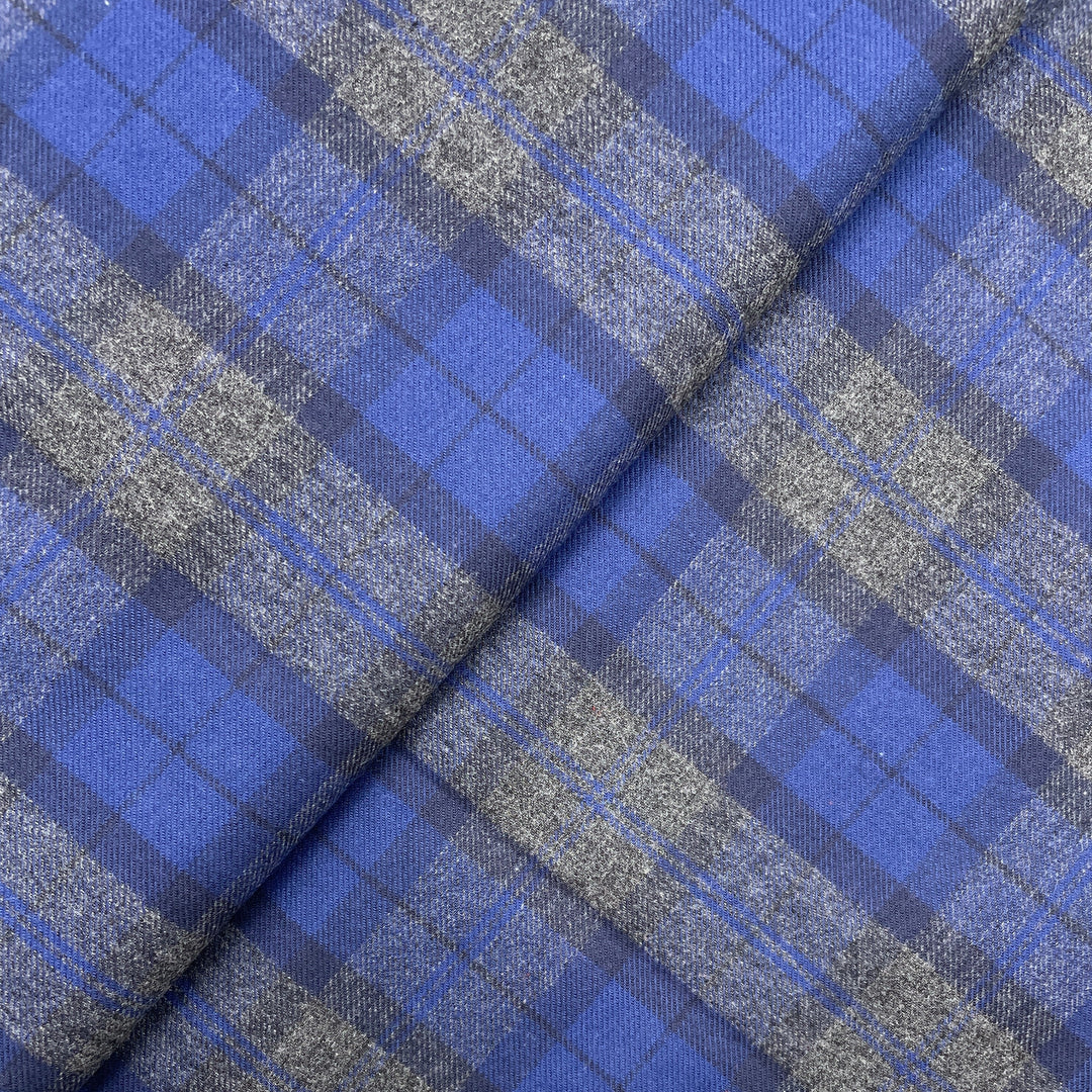 Flanell "Chequers" Karomuster // blau & grau