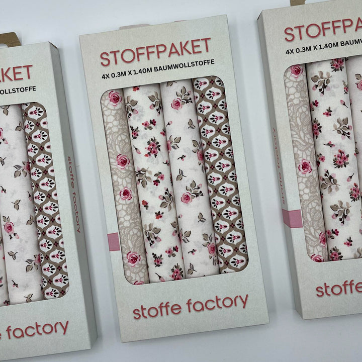 Stoffpaket White-Floral Box // 4X 0.3M X 1.40M Baumwollstoffe